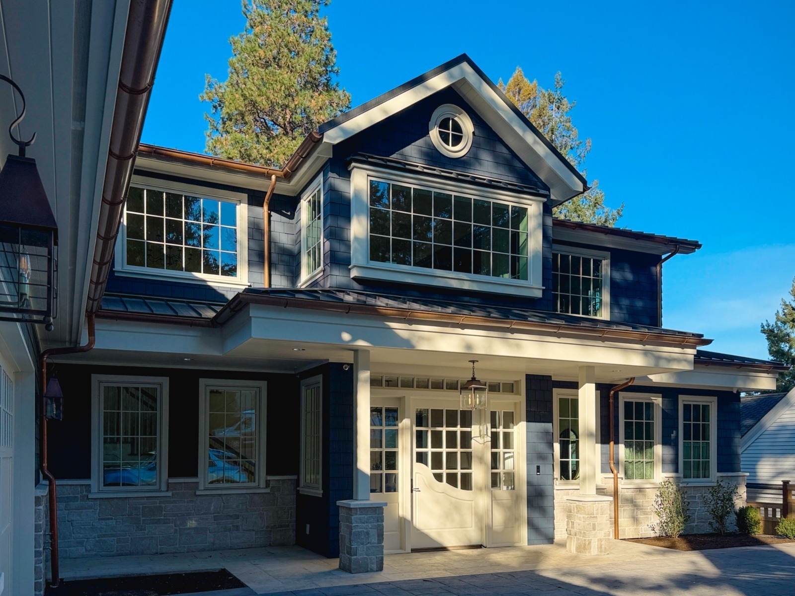 Stone veneer entry and facade details on the Berkshire Stone project